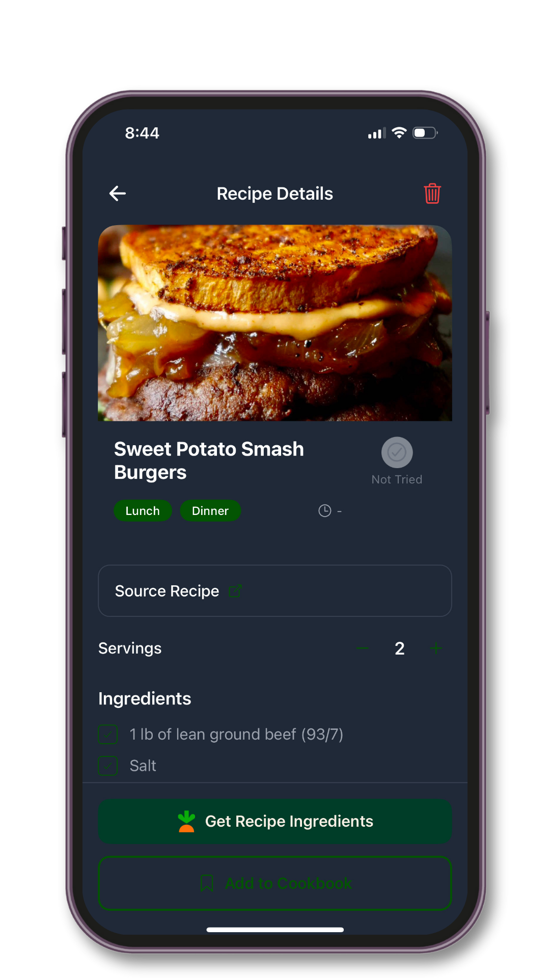 Mobile Recipe Card